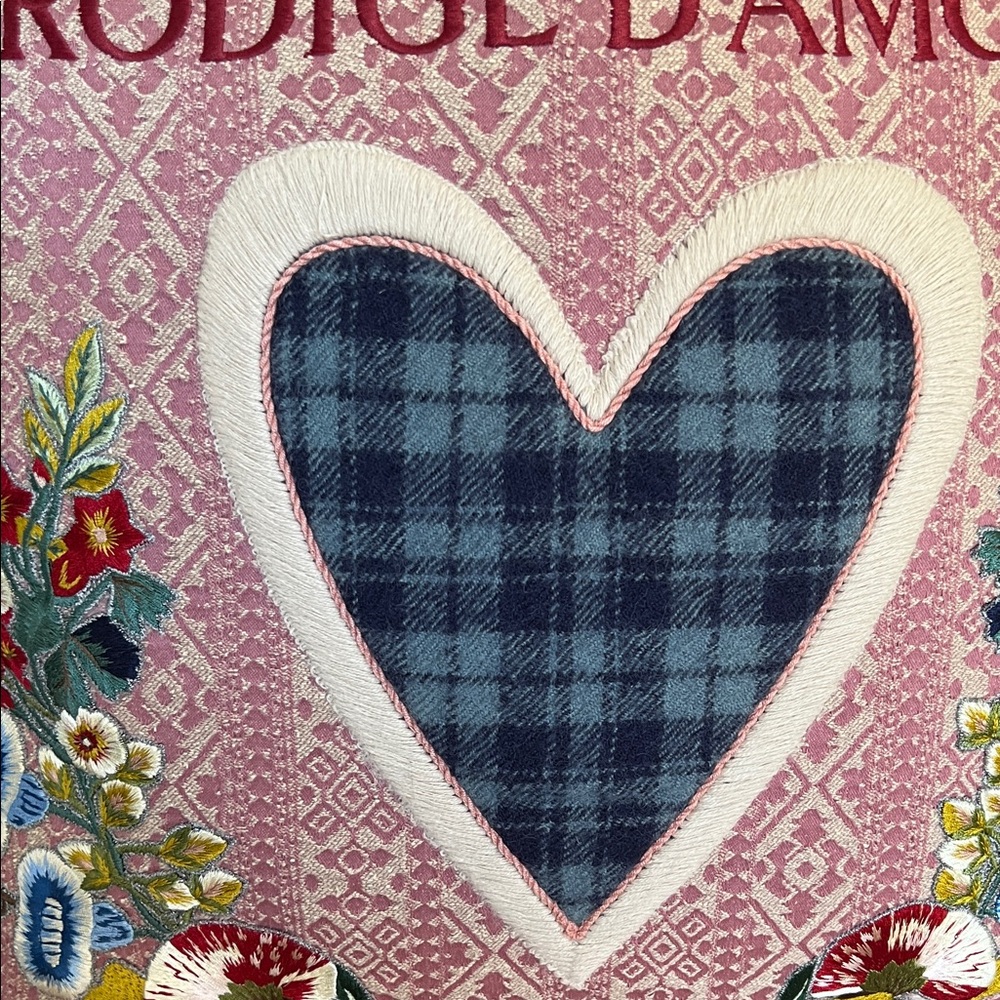 Gucci Pink Accent Pillow with Heart and Floral Design - Picture 3 of 11